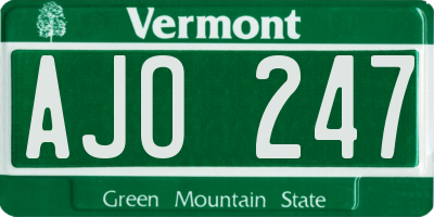 VT license plate AJO247