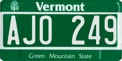 VT license plate AJO249