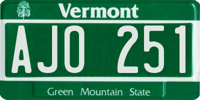 VT license plate AJO251