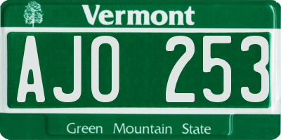 VT license plate AJO253