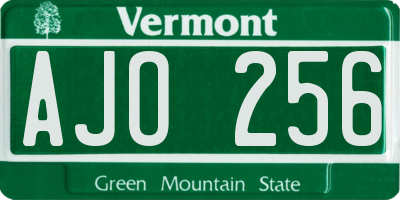 VT license plate AJO256