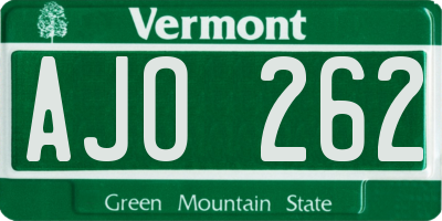 VT license plate AJO262