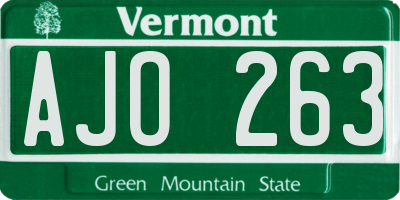 VT license plate AJO263