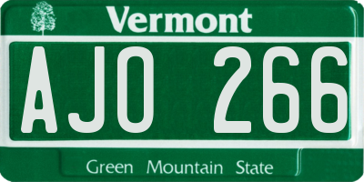 VT license plate AJO266
