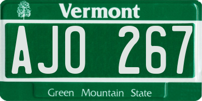 VT license plate AJO267