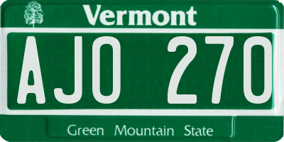 VT license plate AJO270