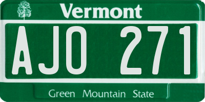 VT license plate AJO271