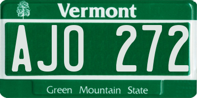 VT license plate AJO272