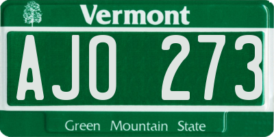 VT license plate AJO273