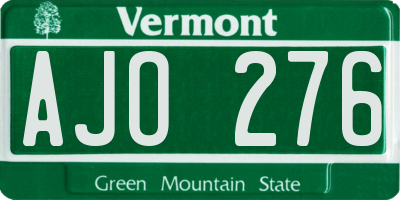 VT license plate AJO276