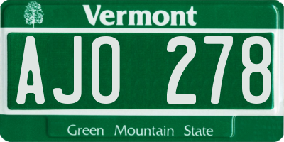 VT license plate AJO278