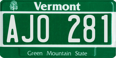VT license plate AJO281