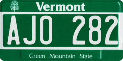 VT license plate AJO282