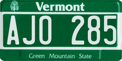 VT license plate AJO285