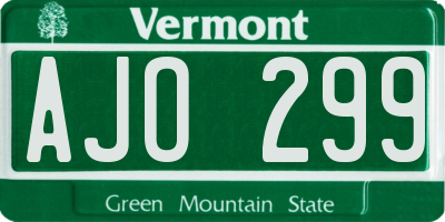 VT license plate AJO299