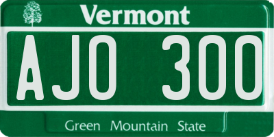 VT license plate AJO300