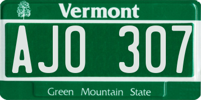 VT license plate AJO307