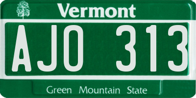 VT license plate AJO313
