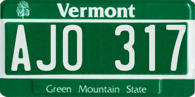 VT license plate AJO317