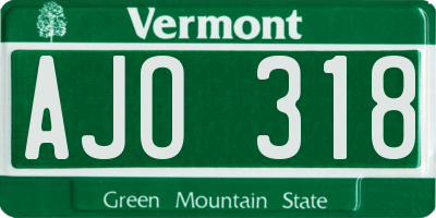 VT license plate AJO318
