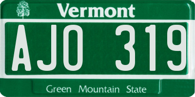 VT license plate AJO319