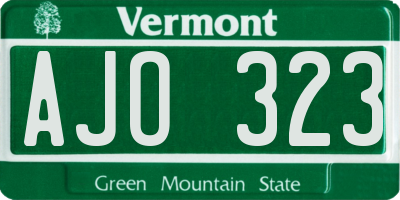VT license plate AJO323