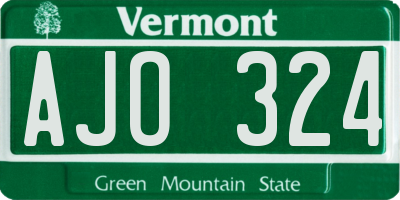 VT license plate AJO324