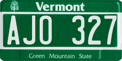 VT license plate AJO327