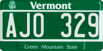 VT license plate AJO329