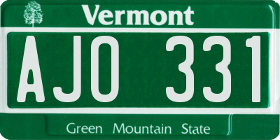VT license plate AJO331