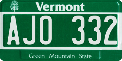 VT license plate AJO332