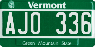 VT license plate AJO336