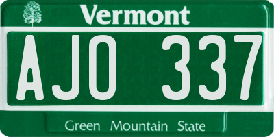 VT license plate AJO337