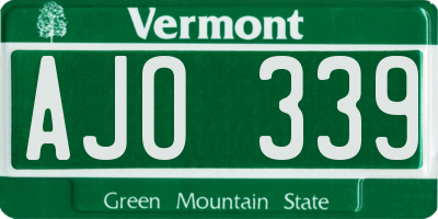 VT license plate AJO339