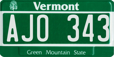 VT license plate AJO343