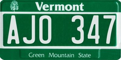 VT license plate AJO347
