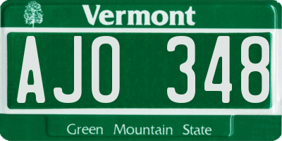 VT license plate AJO348