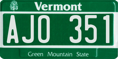 VT license plate AJO351