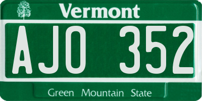 VT license plate AJO352