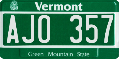 VT license plate AJO357