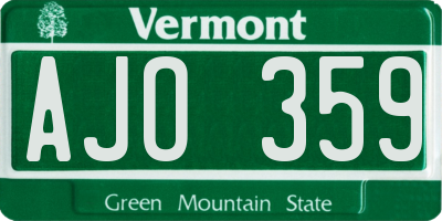 VT license plate AJO359