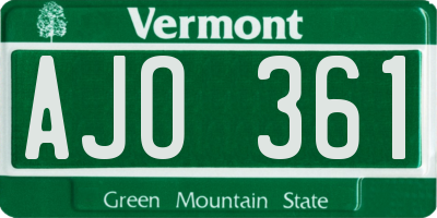 VT license plate AJO361