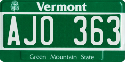 VT license plate AJO363