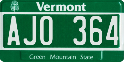 VT license plate AJO364