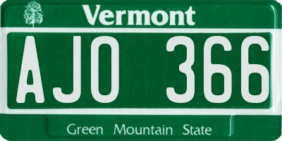 VT license plate AJO366