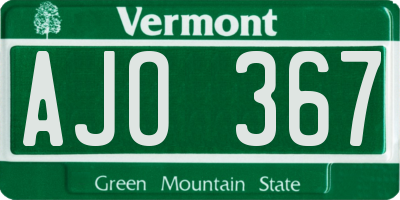 VT license plate AJO367