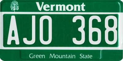 VT license plate AJO368