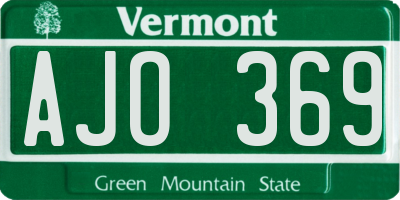 VT license plate AJO369