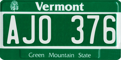 VT license plate AJO376