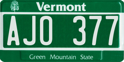VT license plate AJO377